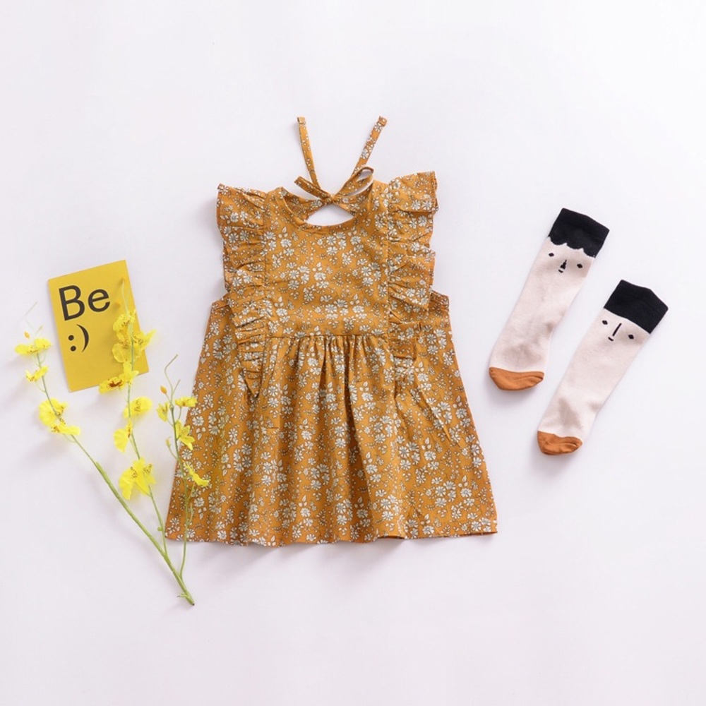 Brand New Mustard Floral Dress Size 0-6 Months